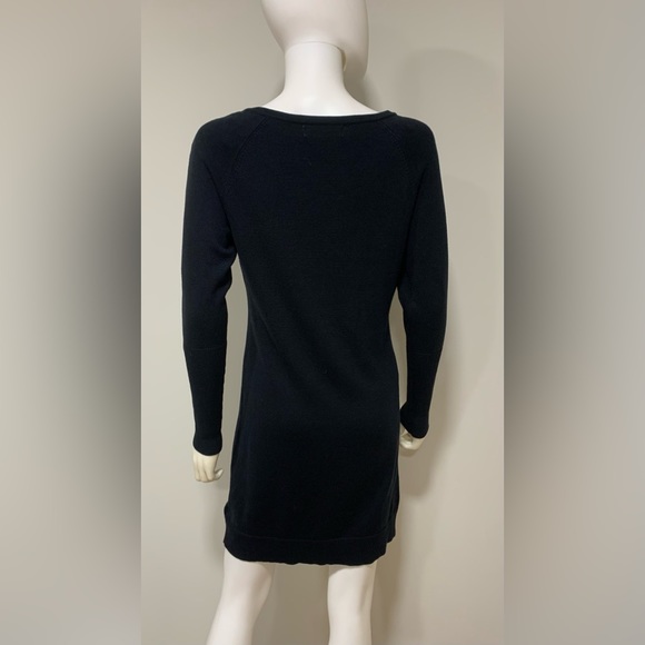 MK Michael Kors Sweater Dress Gold Shoulder Zipper Detail Black Crew Neck SM - Picture 2 of 2